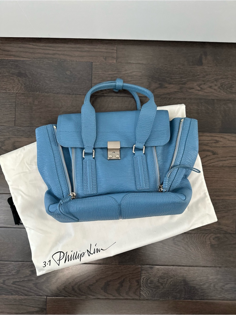 3.1 Phillip Lim Pashli Medium Satchel in Sky Blue Leather